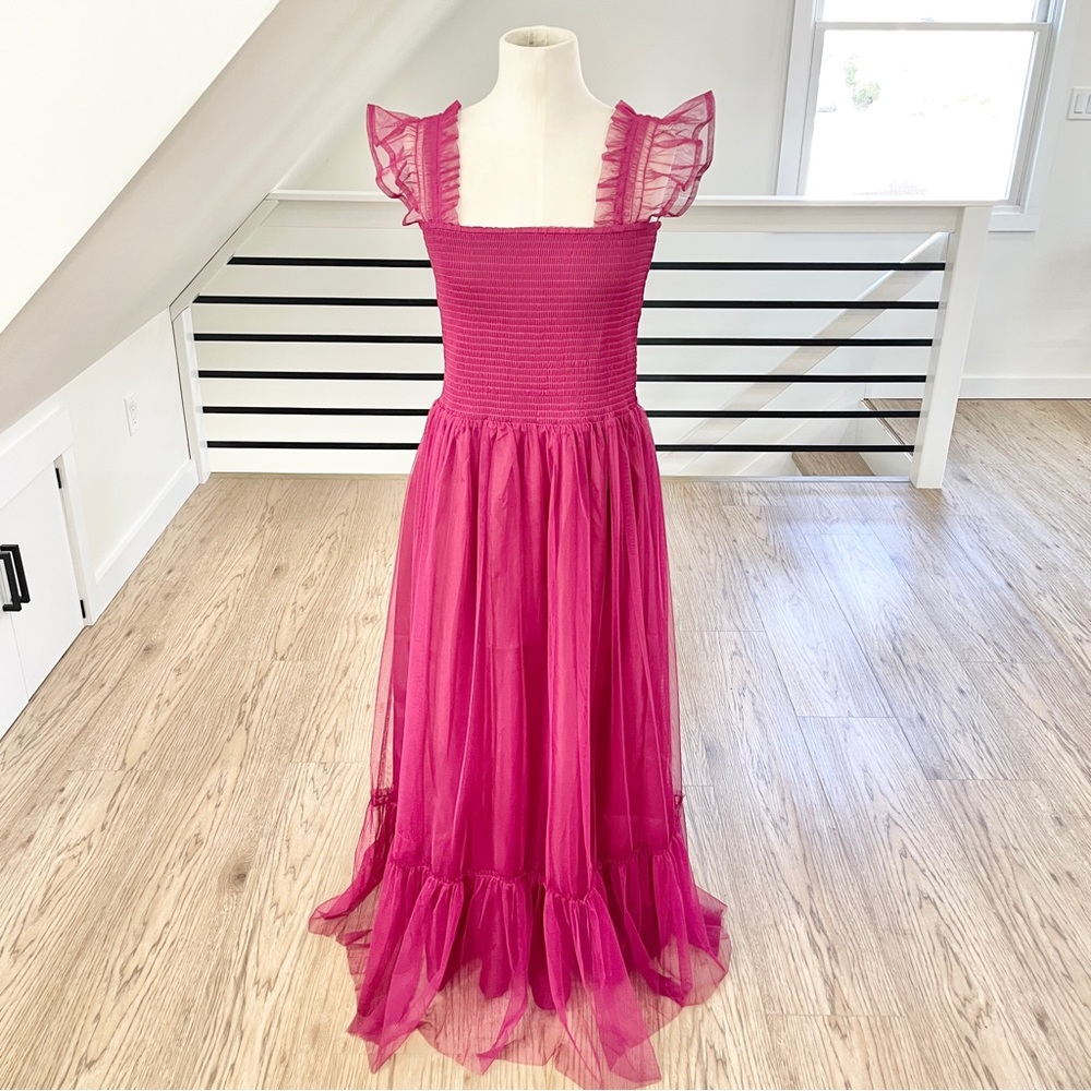 Tulle gown NWT S L Melloday Fuchsia, purple, pink tulle maxi dress